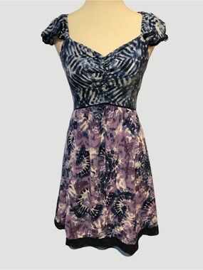 Sofia Jeans by Sofia Vergara Floral Tie Dye Smocked Back Dress Size M